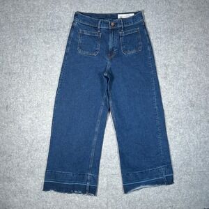 Gap denim jeans womens 28/6R(27x26) Blue High Rise Stride Ankle wide leg raw hem